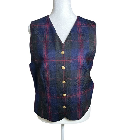 VTG Pendleton Virgin Wool Tartan Plaid Vest Academic Ivy League Made In USA Sz10 - Picture 1 of 10